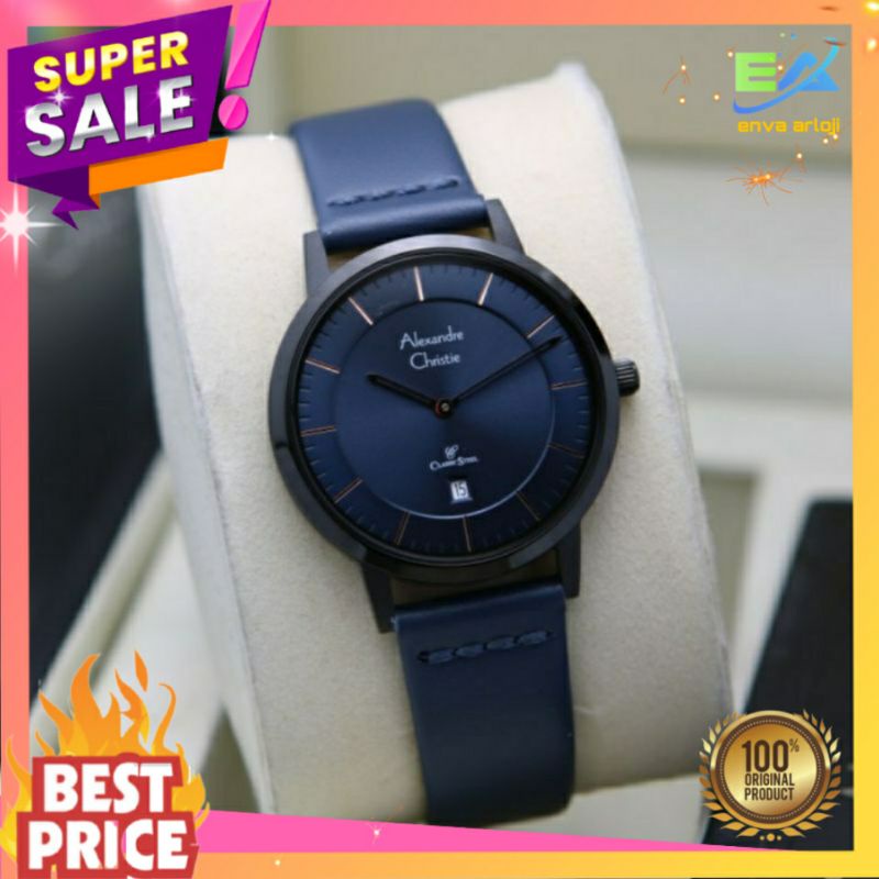 JAM TANGAN ALEXANDRE CHRISTIE WANITA ORIGINAL AC 8639 TERBARU MURAH ANALOG TALI KULIT ORI CEWEK NEW