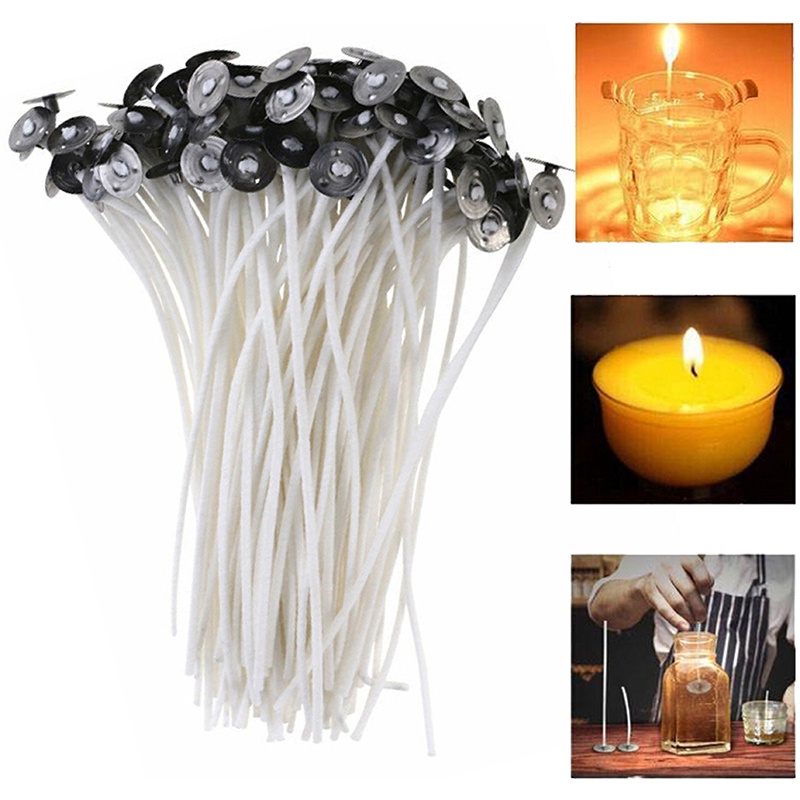 100 Pcs Sumbu Lilin Bahan Katun Dengan Sustainer