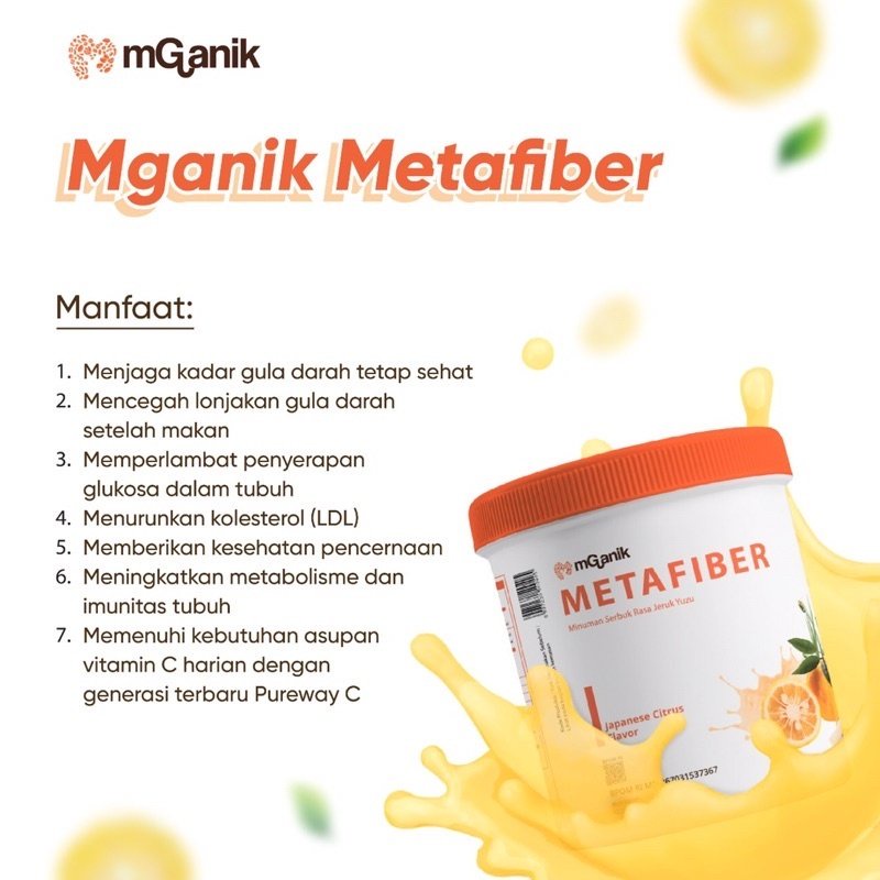 Mganik Metafiber M Ganik Meta Fiber - Minuman untuk Diabetes &amp; Gula Rasa Jeruk , Lychee