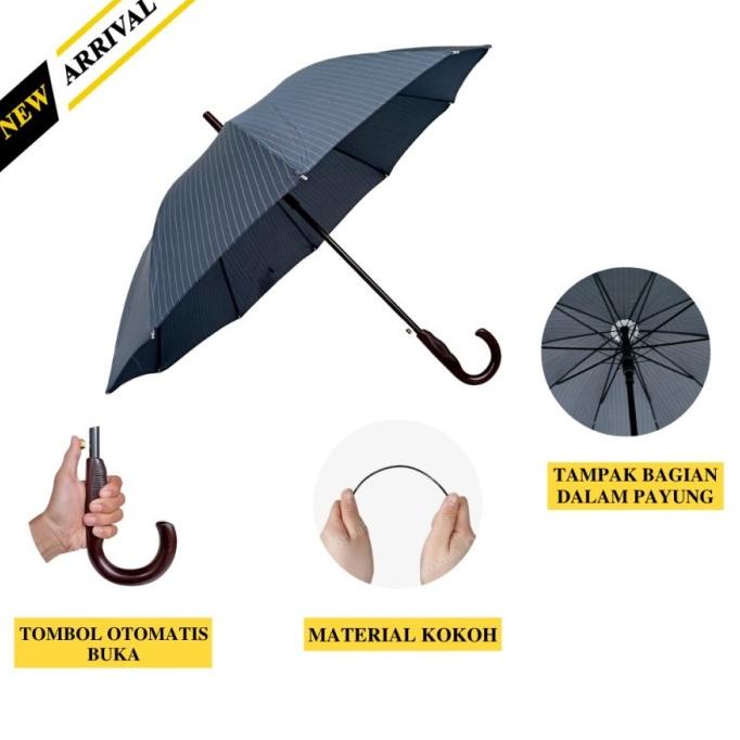 Payung tongkat / Payung jumbo / Payung motif garis stripes Korea Style