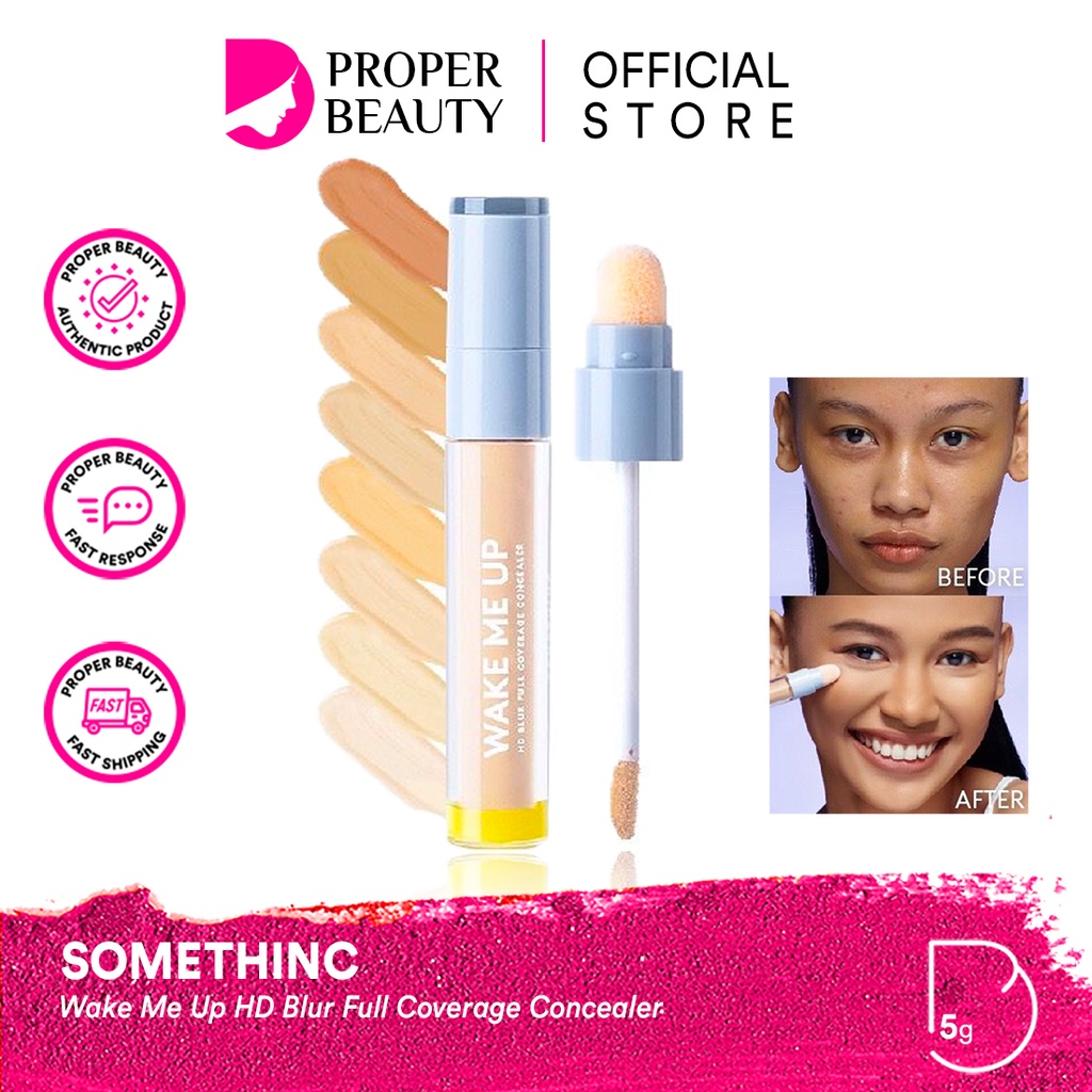 SOMETHINC Wake Me Up HD Blur Full Coverage Concealer Indonesia / Make Up Skincare Cleanser Essence Toner Serum Eye Cream Gel Mask / Foundation Cushion Loose Powder Blush On Highlighter Eyebrow Eyeliner Eyelash Mascara Lipstick Lip Tint Sponge / Paket Set