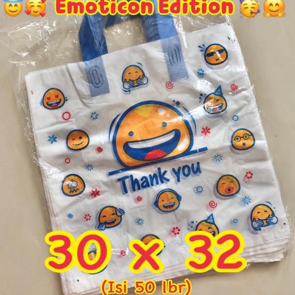 

ㅀ Kantong Plastik Soft Handle/Softhandle Shopping Bag Motif Emoji 30x32 ㅱ