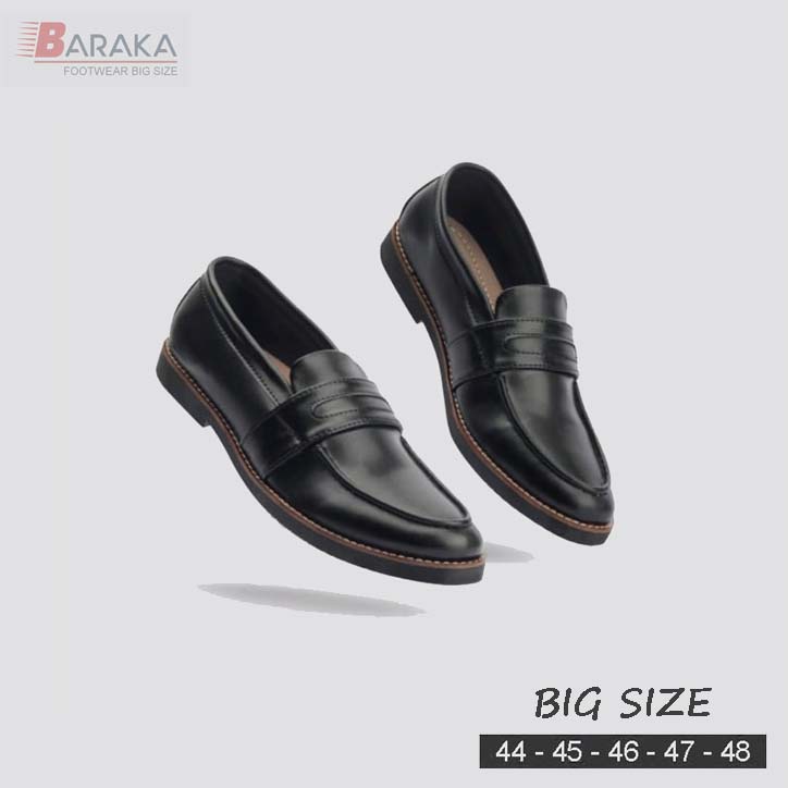 sepatu pantofel pria big size / sepatu casual formal cowo keren style / sepatu loafers kulit hitam / sepatu cowok laki laki pria ukuran besar jumbo nomer 43 44 45 46 47 48