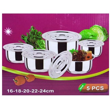 (PROMO KHUSUS LIVE) Panci Set Stainless Stock Pot set ware - Isi 5 pcs / panci set / panci serbaguna