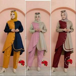 SET VANYA BAJU SETELAN WANITA MODIS MURAH MAROON MUSTARD DUSTY PINK DNCIJ VERDA