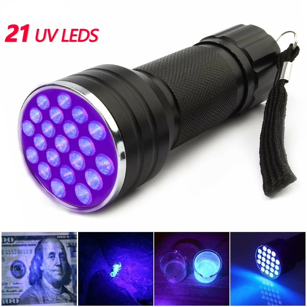 Outdoor Validation Tools Powerful Purplelight Invisible 21 LED UV Ultra Violet Handy Anti-counterfeiting Detection