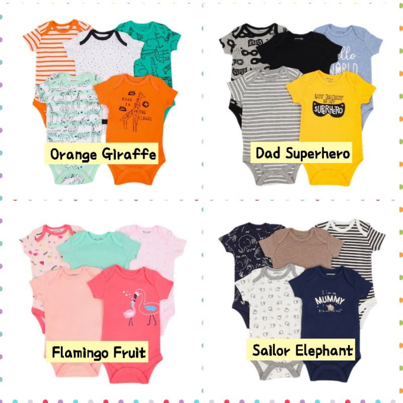 Jumper Pendek 5 in 1 Bayi Newborn Perempuan Laki Laki / Jamsuit Romper Baju Bayi Baru Lahir Impor