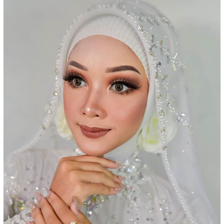 sleyer pengantin/ krudung akad / krdung pengantin/ feil mutiara diamon / hijab pengantin