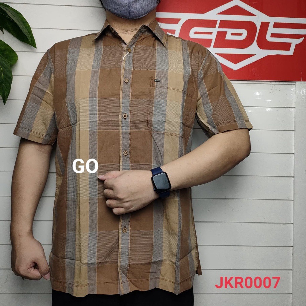BB CDL By (CARDINAL) Pakaian Pria Kemeja Hem Casual Reguler Lengan Pendek Garis Distro Original
