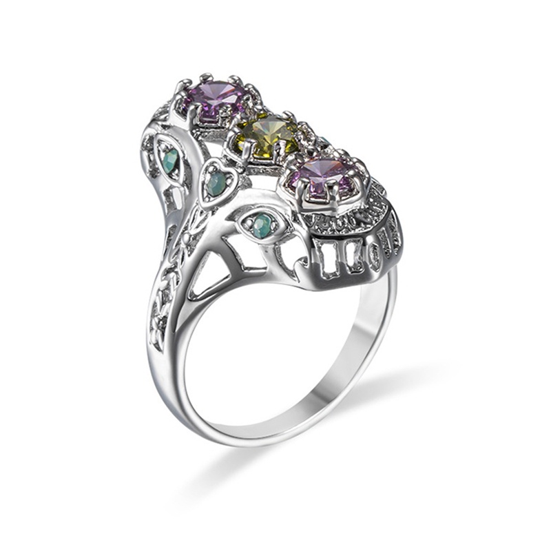 Cincin Zircon Inlaid Bahan Tembaga Untuk Pria / Wanita