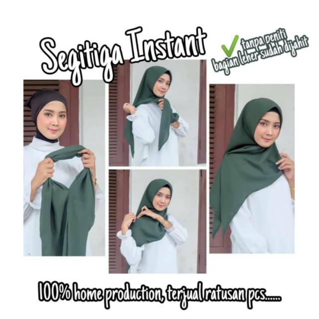 TERMURAH SEGITIGA INSTAN LANGSUNG SLUP TANPA PENITI / JILBAB SEGIEMPAT INSTAN  (1KG MUAT 11PCS)