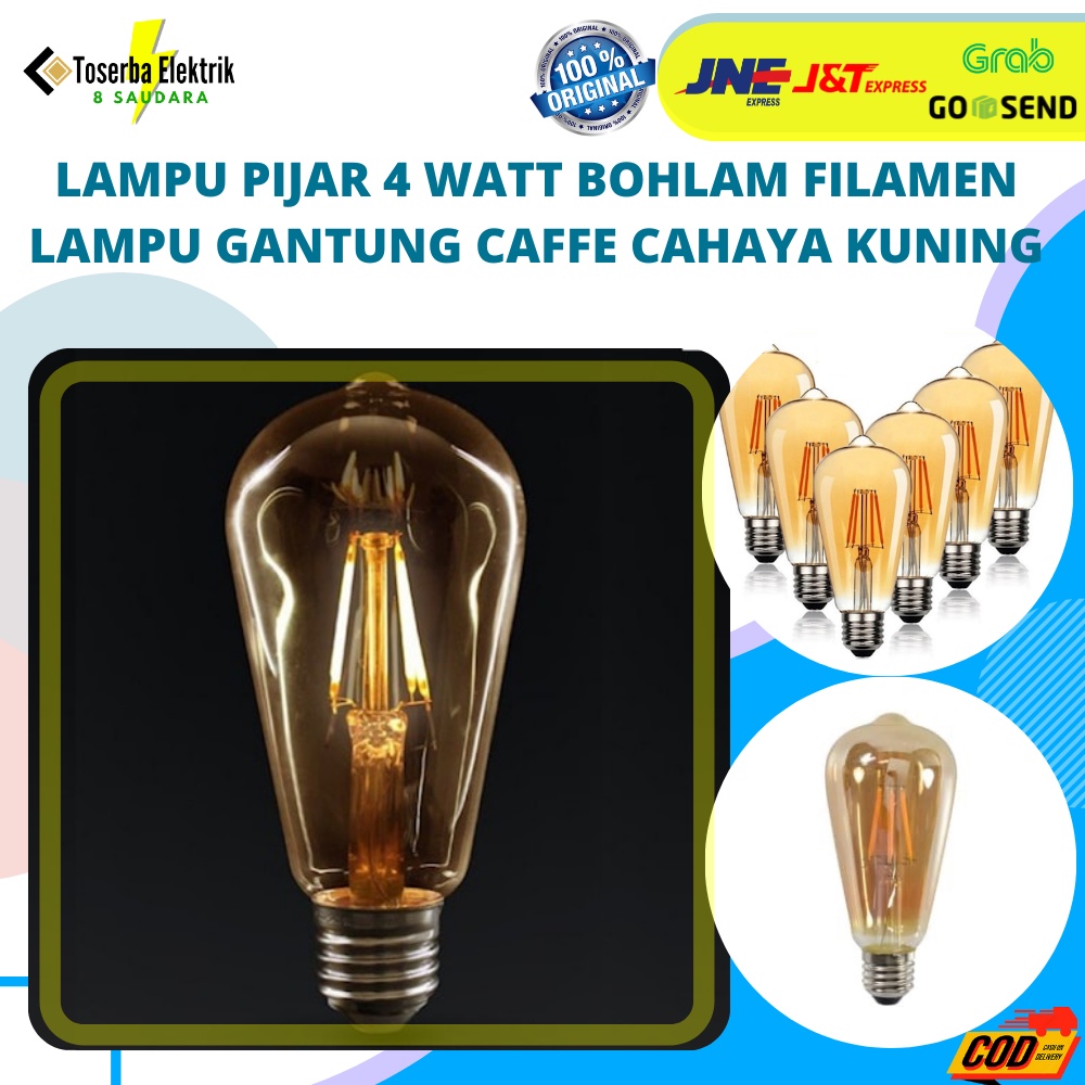 Lampu Pijar 4 Watt Bohlam Filamen Warm White Lampu Gantung Caffe / lampu 2 watt / lampu pijar 4 watt