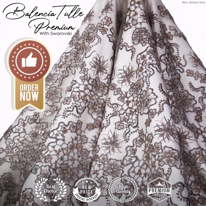 [NEW ARRIVAL] BALENCIA TULLE PREMIUM WITH SWAROVSKI FULL BEADINGS PER 0.5M TILE PAYET EXCLUSIVE WEDDING DRESS KEBAYA DESAIN TERBARU