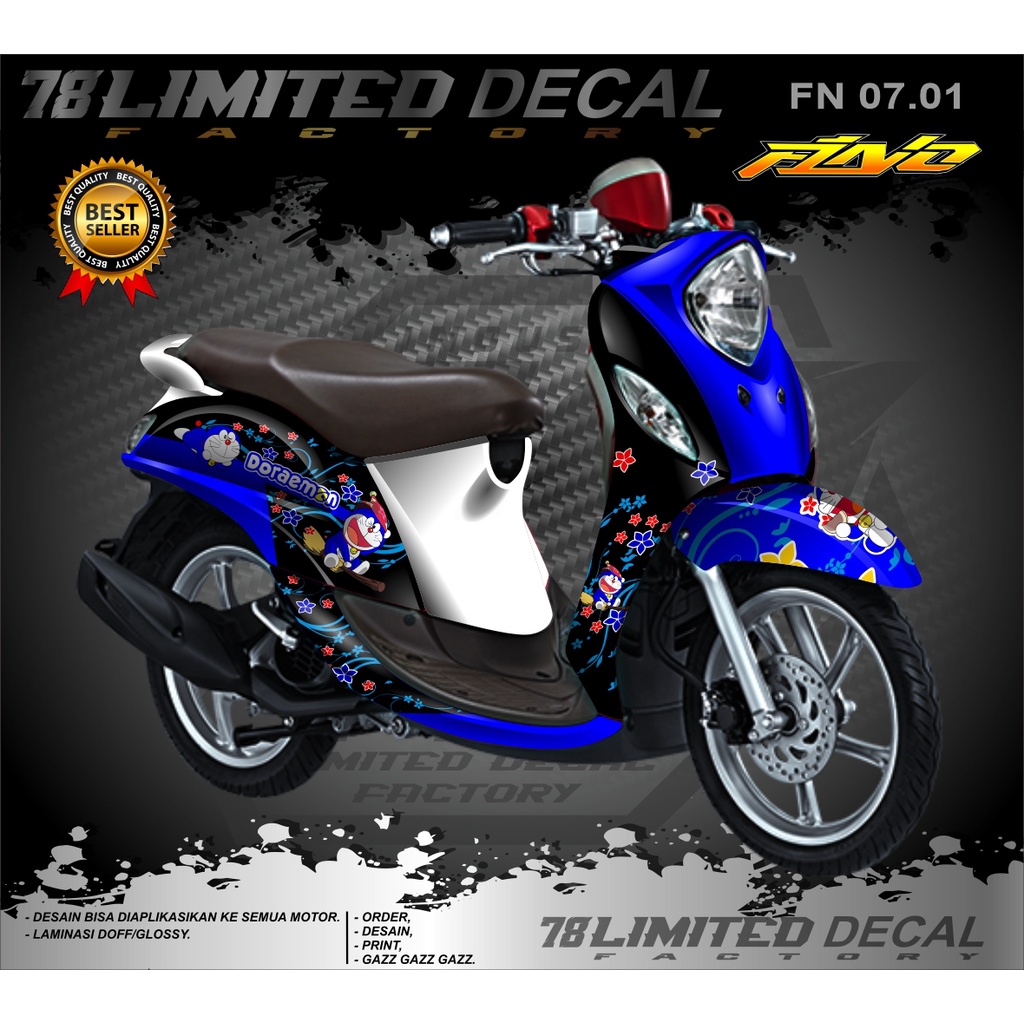 Decal Sticker Fullbody Motor Yamaha Fino Desain Doraemon