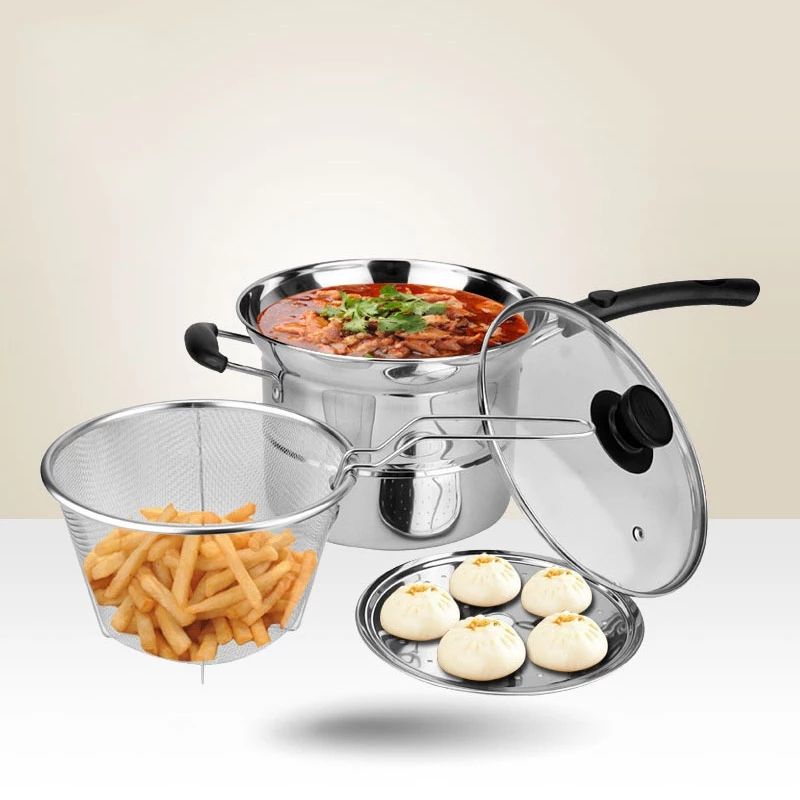 Deep Fryer original korea 3 in 1 stainless 304/Panci stainless kukus goreng