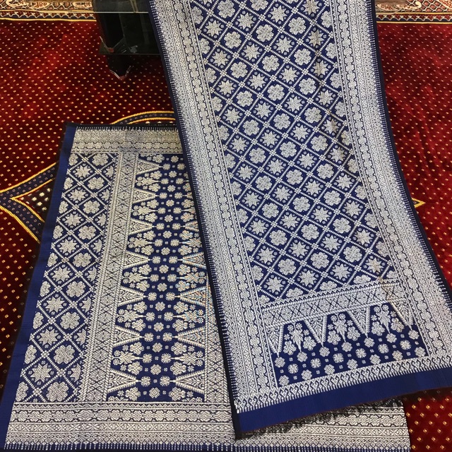 SONGKET TENUN BIRU SILVER PALEMBANG