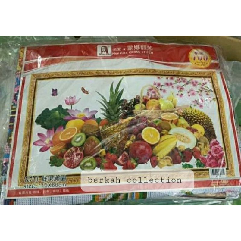 paket kristik pola kain gambar buah buahan 11ct