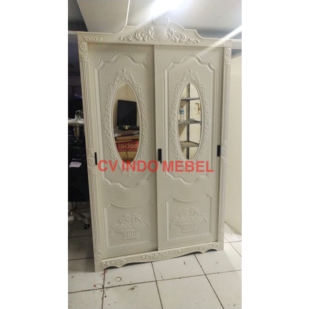 lemari pakaian sliding besi import lemari baju klasik mewah minimalis putih ready makassar murah cab