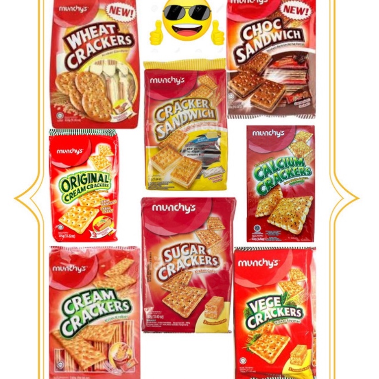 

Biskuit Munchys - WHEAT CALCIUM ORIGINAL CREAM CRACKERS CHOCOLATE SANDWICH SUGAR VEGETABLE