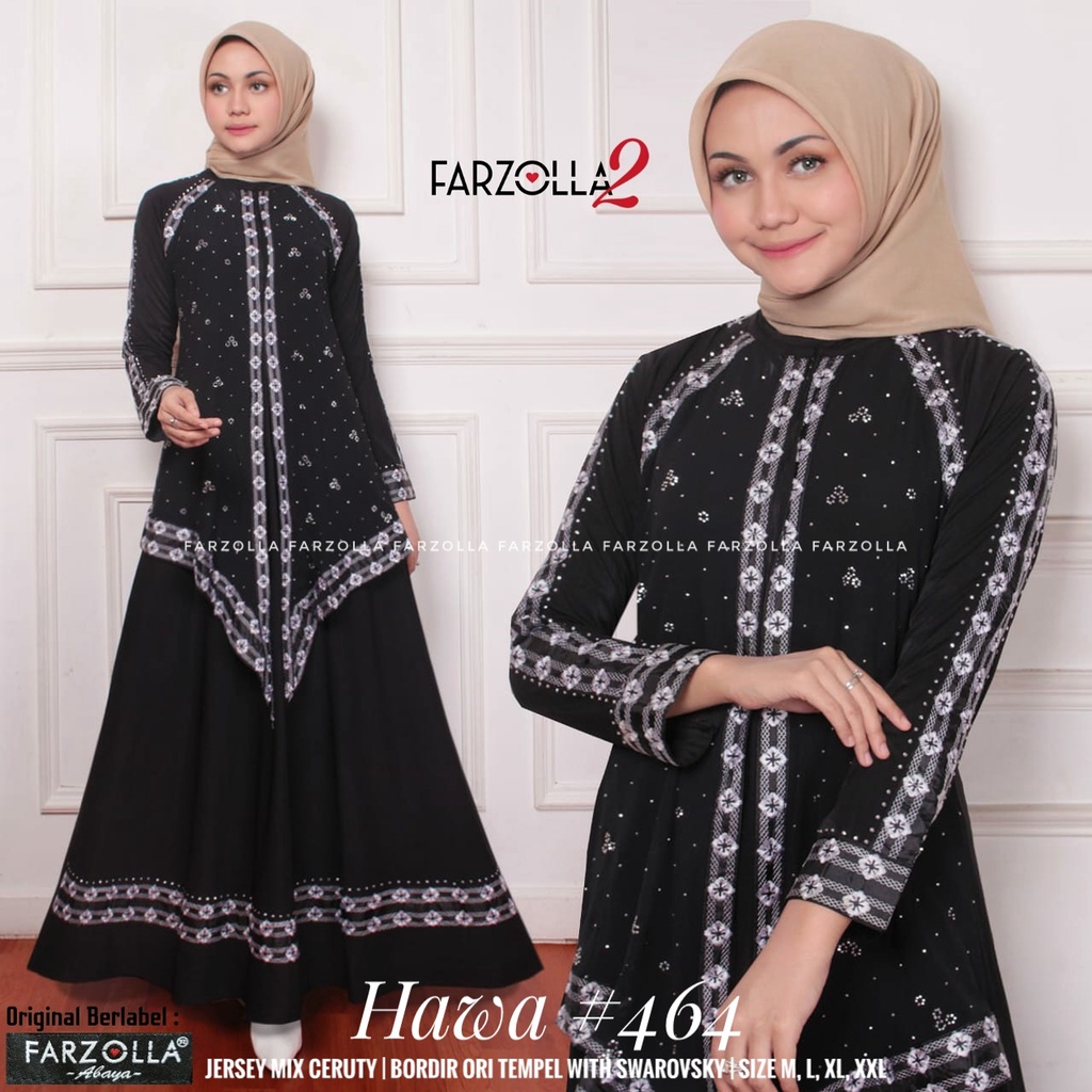 Hawa #464 Farzolla Baju Gamis Wanita Gamis Polos Hitam Arab Abaya Turkey Premium Jetblack