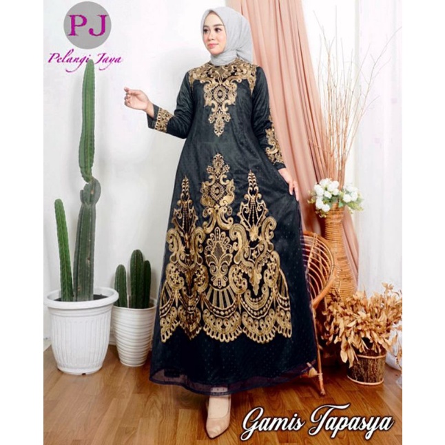 OMLINE KEBAYA // GAMIS TAPASYA // tile dot kombinasi bordir tempel