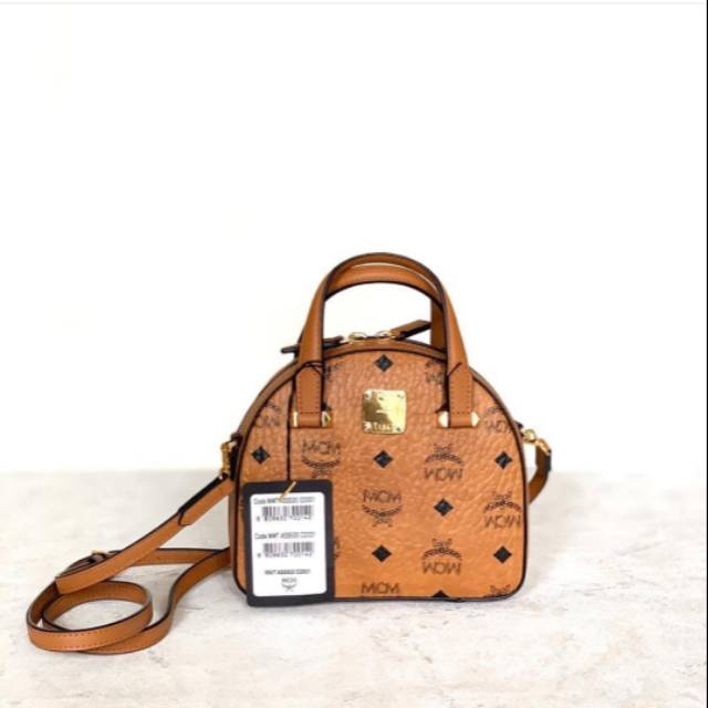 MCM Dome Mini Tote Bag Cognac