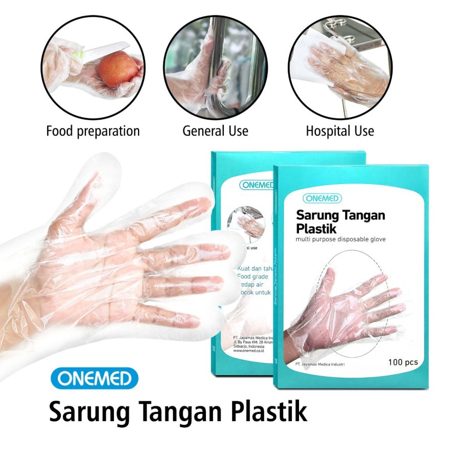 SARUNG TANGAN PLASTIK ONEMED FOOD GRADE KUAT DAN TAHAN LAMA ISI 100 PCS