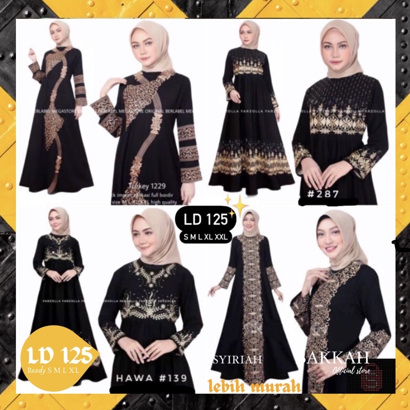 Abaya Gamis Hitam Ld120 - Gamis Hitam Jumbo Maxi dress Bordir Best Seller