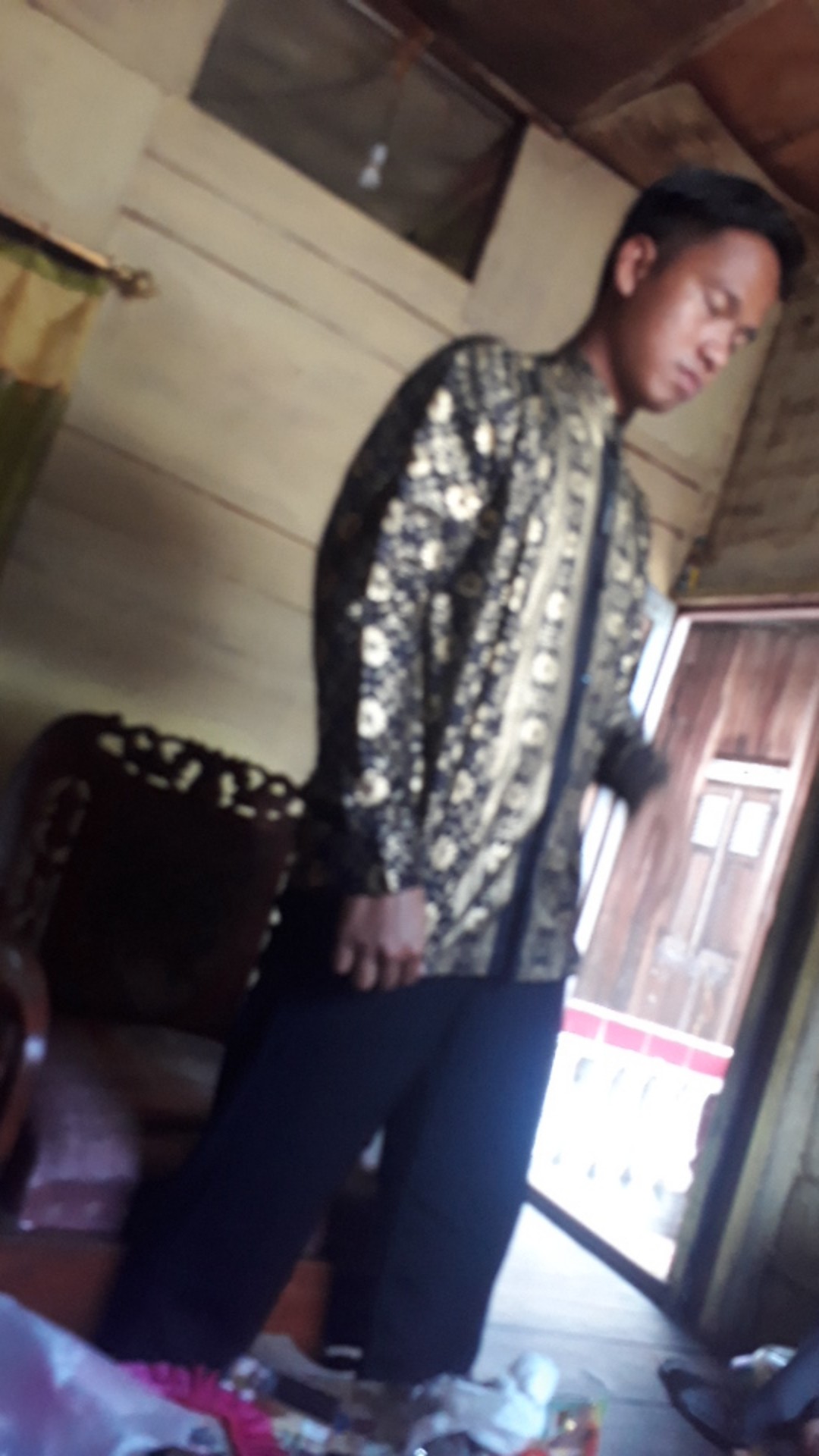 Trolistore Grosir Baju Batik Koko Motif Bintang Lima Pjg Lengan Panjang Sablon Emas Batik Muslim