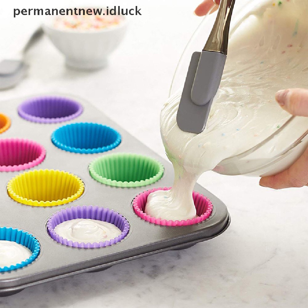 5 Pcs Cetakan Kue Cupcake Muffin Egg Tart Jelly Bentuk Bulat Bahan Silikon