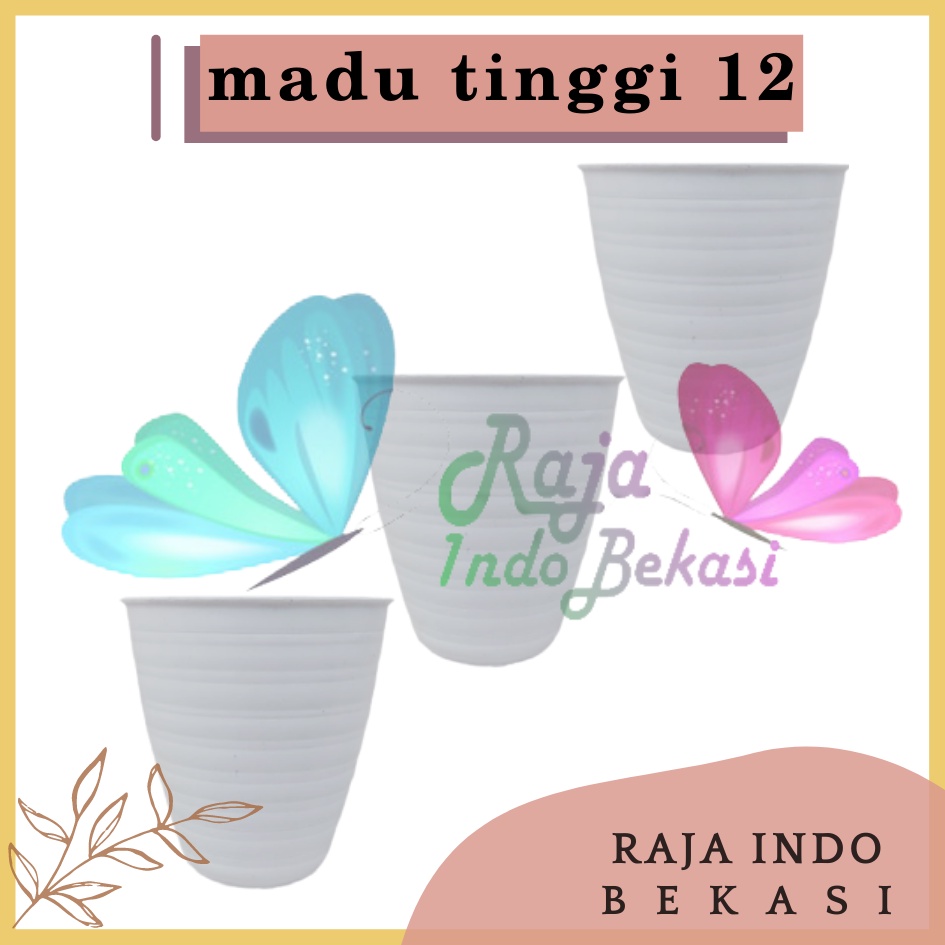 Pot Tawon Pirus 12 Cm Putih Madu Pirus Pot Plastik 12CM Pot Vas Bunga Putih Pot Tawon 12 Putih