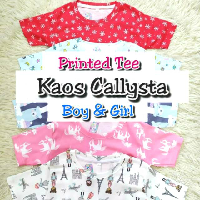 PROMO BEBAS PILIH MOTIF T-shirt Kaos Callysta Tee Kaos Anak Kaos Printed Tee Boy Girl Cowok Cewek