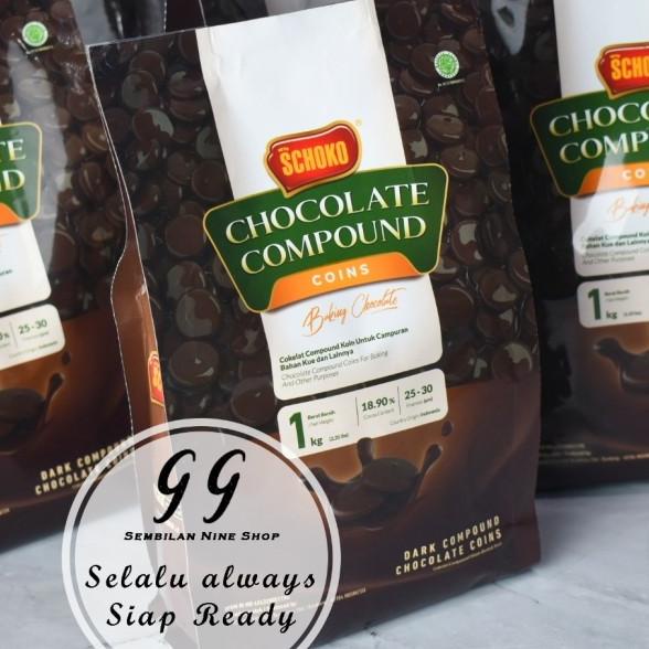 

Schoko Coin Dark Compound Grande 1 Kg Coklat Kancing Dark Chocolate