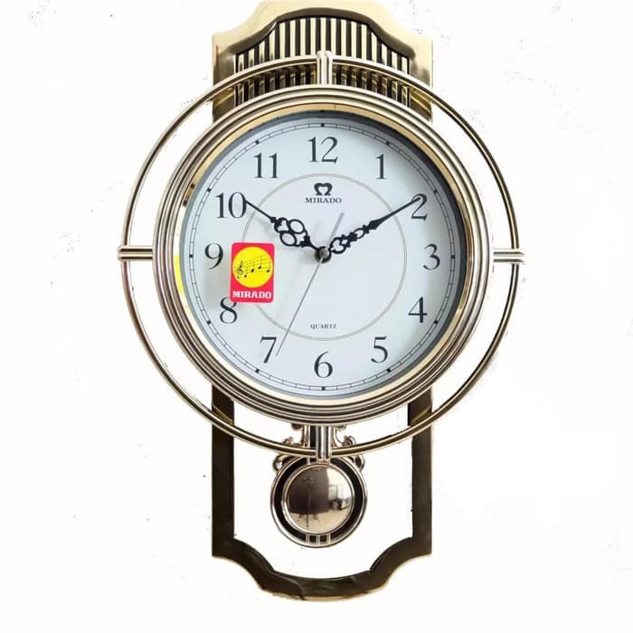 Jam Dinding Mirado Bunyi Setiap Jam Lonceng Emas Bandul Klasik Gold
