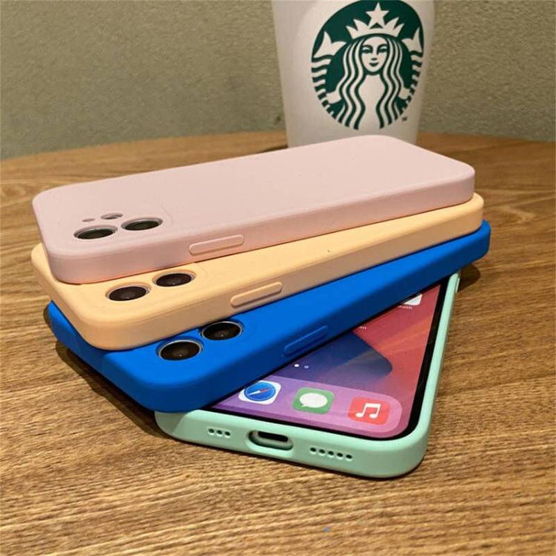 Case Bahan Silikon Cair Lensa Lurus Mini Anti Jatuh Untuk Iphone 12 13 Pro Max 12 13