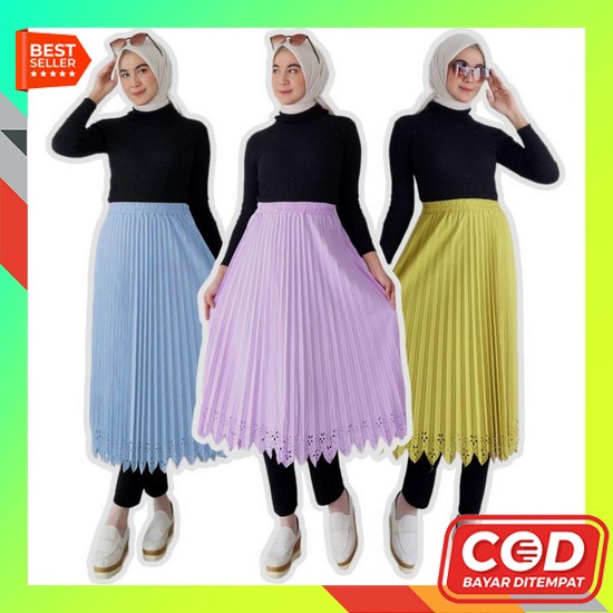 Rok Tutu Korea Import / Maxi Skirt Motif Bunga Rok Plisket Panjang Premium Rok Import Rok Murah Rok