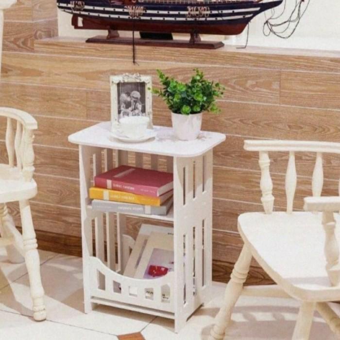 Coffee Table Minimalis Meja Sudut Tamu Kotak Putih