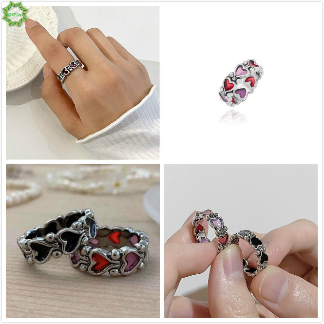 Cincin Jari Telunjuk Model Terbuka Dapat Disesuaikan Bentuk Hati Gaya Vintage Untuk Hadiah