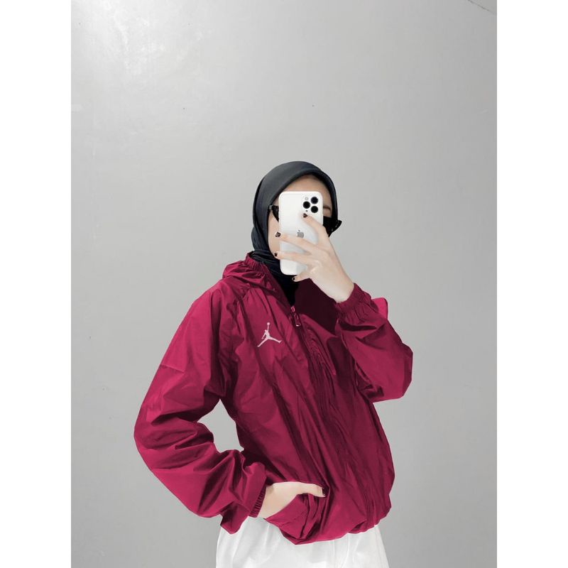 Jaket Olahraga Parasut Pria dan Wanita , Sauna Suit, Jogging, Lari, Bersepeda, Despo, Gym Fitnes, Senam, Pria dan Wanita-MAROON JORDAN