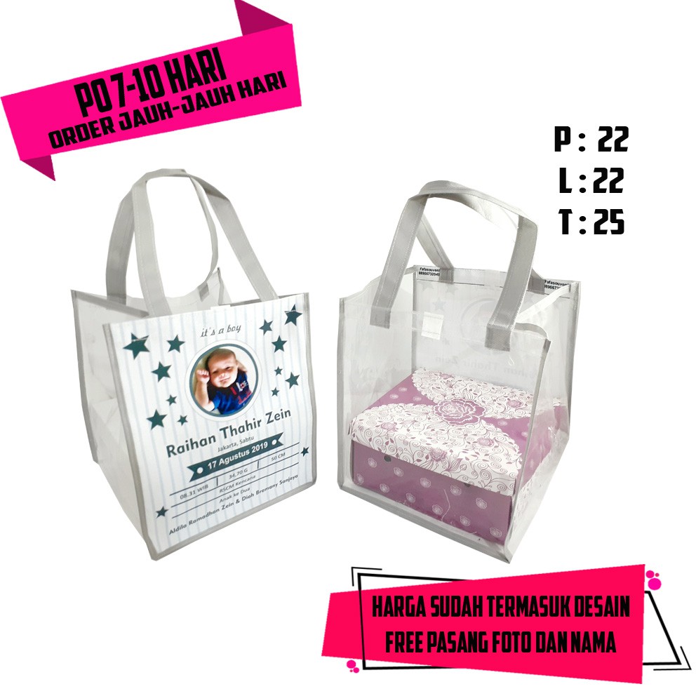 

Tas Souvenir Mika Aqiqah Muat Box Nasi Custom Pre Order