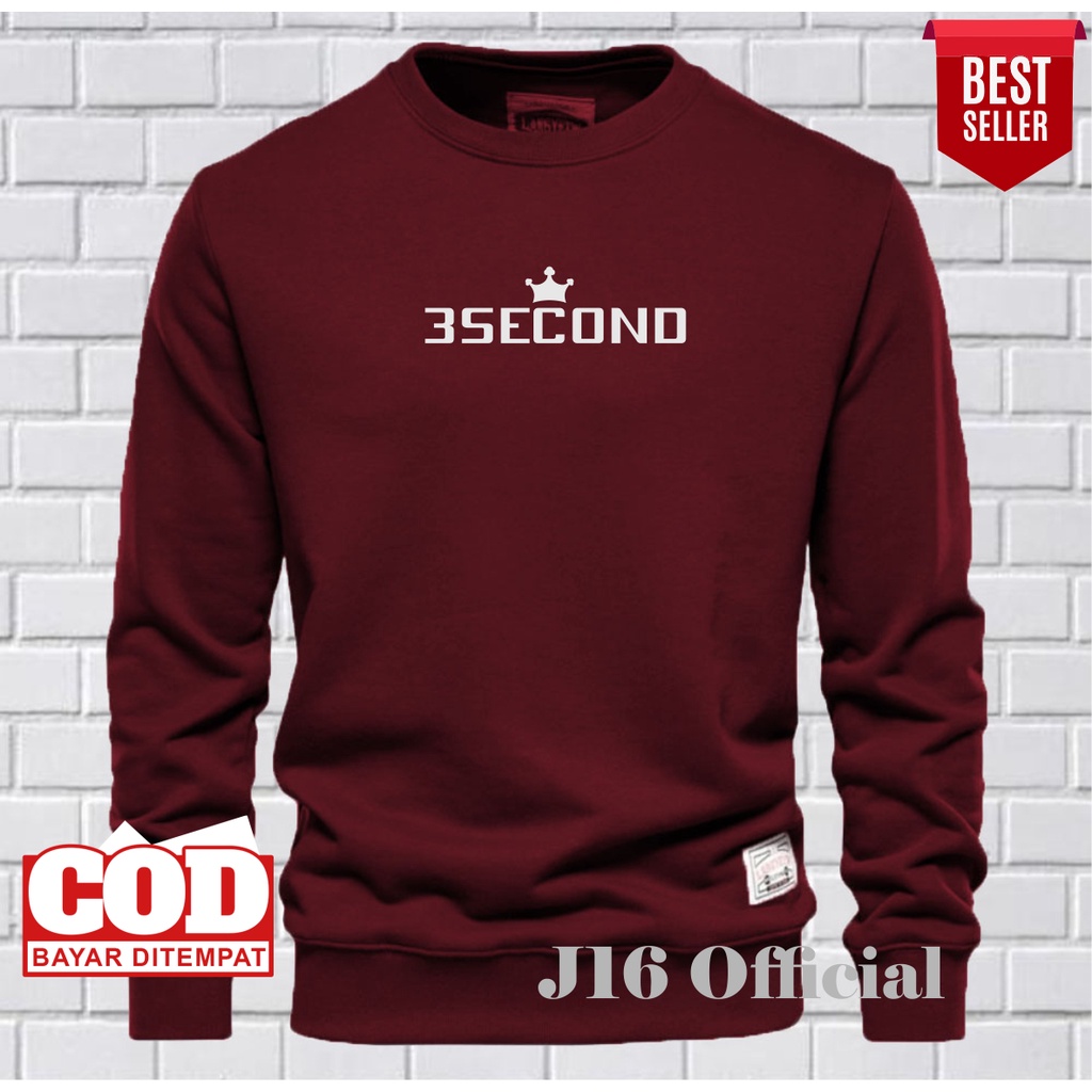 3SECOND Crewneck Pria Wanita Bahan Cotton Fleece Tebal Premium DISTRO