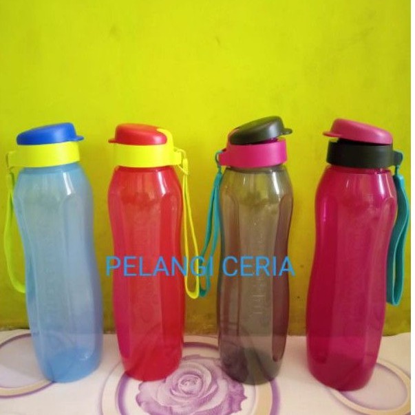 Botol minum eco fashion 1 liter tupperware tutup flip lama ecer