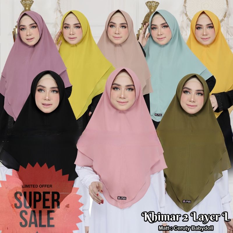 Khimar Hijab 2 Layer Jumbo Ceruti babydoll Jilbab Kerudung syar'i pet busa