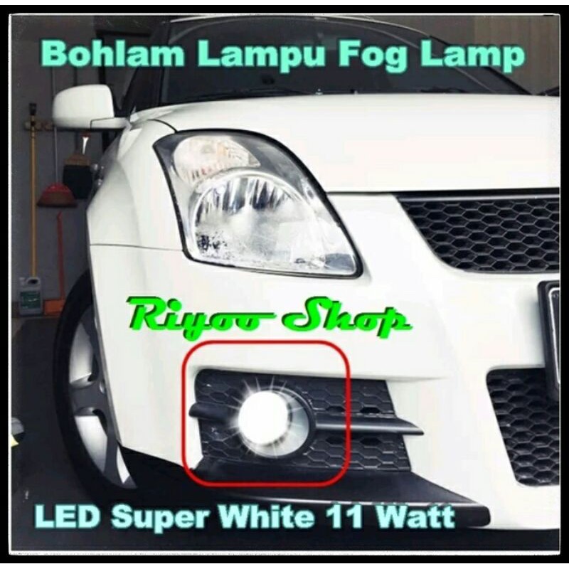 Bohlam Lampu Fog Lamp Putih H11 Daya 11 Watt LED High Power Super White Cree 100 Titik Isi 2 Pcs