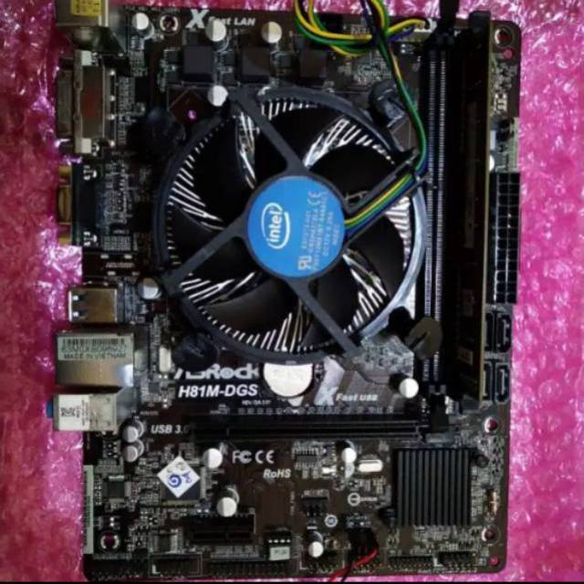 Paket mainboard lga 1150  h81 prosesor i5 4590 dan fan