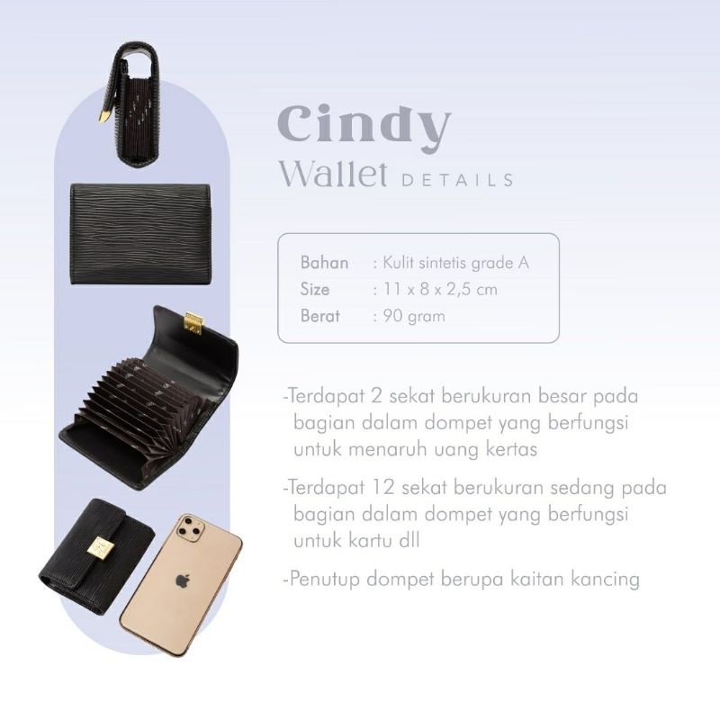 Cindy Wallet Jimshoney Original Dompet Kartu Wanita slot kartu id card holder realpic cod official