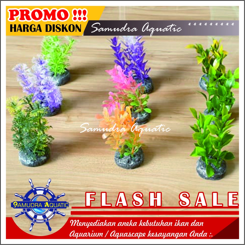 Tanaman Hias Aquarium TANAMAN 4 SISI (CAMPUR), Hiasan Bunga Plastik Aquarium Aquascape