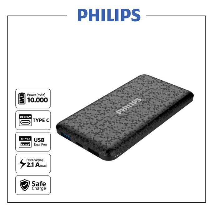 Philips DLP6715N Black Power Bank - 10000 mAh Type C & Micro input