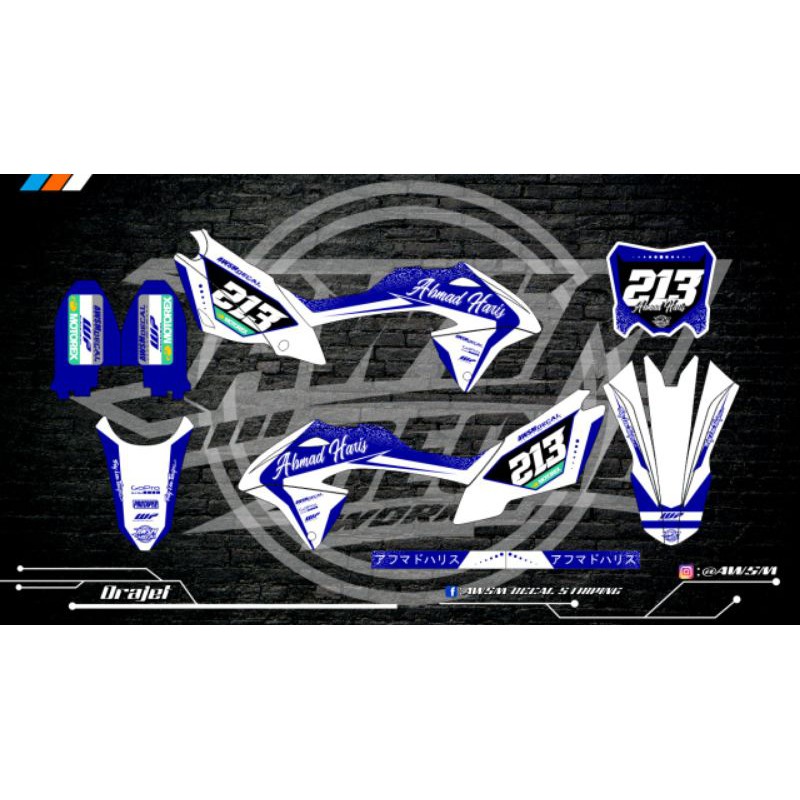 decal klx bf biru putih desain terbaru
