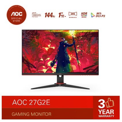 AOC 27G2E AMD FreeSync Premium Gaming Monitor HDR/IPS/144Hz/1ms/27"